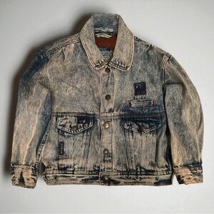 Vintage 90s American Eagle Electric Kids Acid Wash Denim Jacket Size 4 Boys